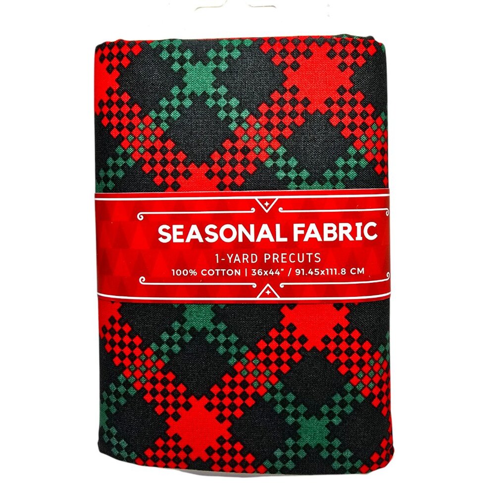 Fabric 1-Yard Precut Red & Green Plaid 100% Cotton 36"x44" David Textile